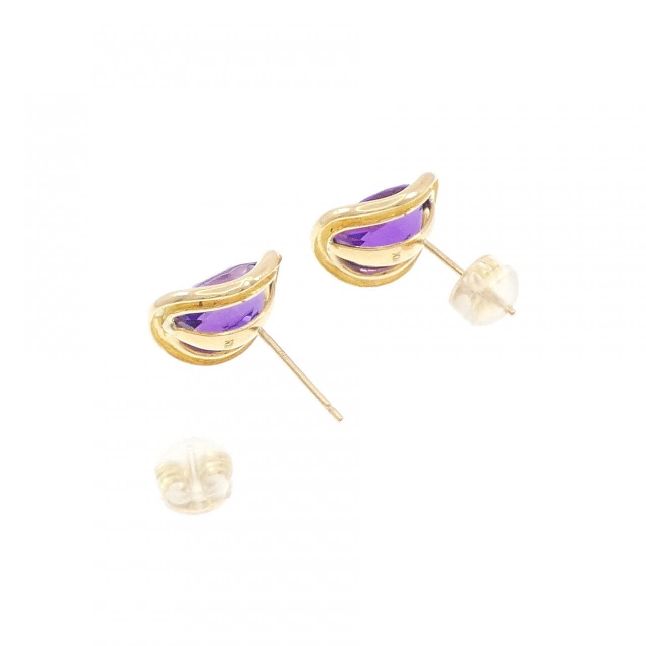K18YG 合成アメジスト ピアス