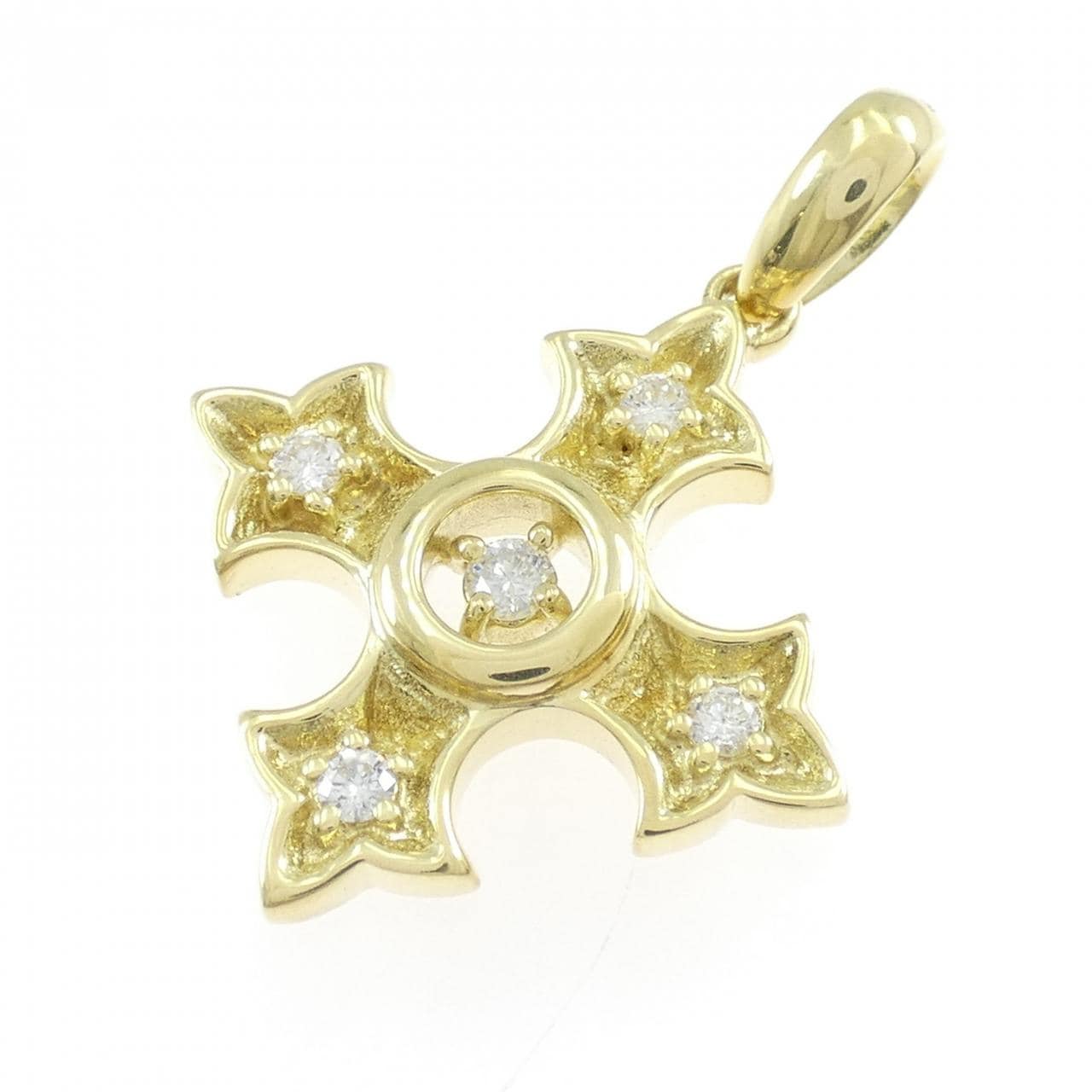 K18YG クロス ダイヤモンド ペンダント 0.32CT