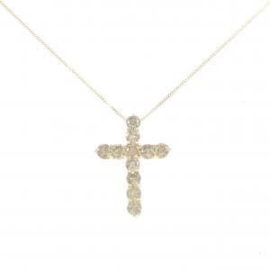 K18YG クロス ダイヤモンド ネックレス 0.90CT
