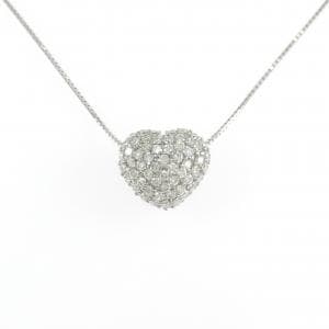 K18WG パヴェ ハート ダイヤモンド ネックレス 1.01CT