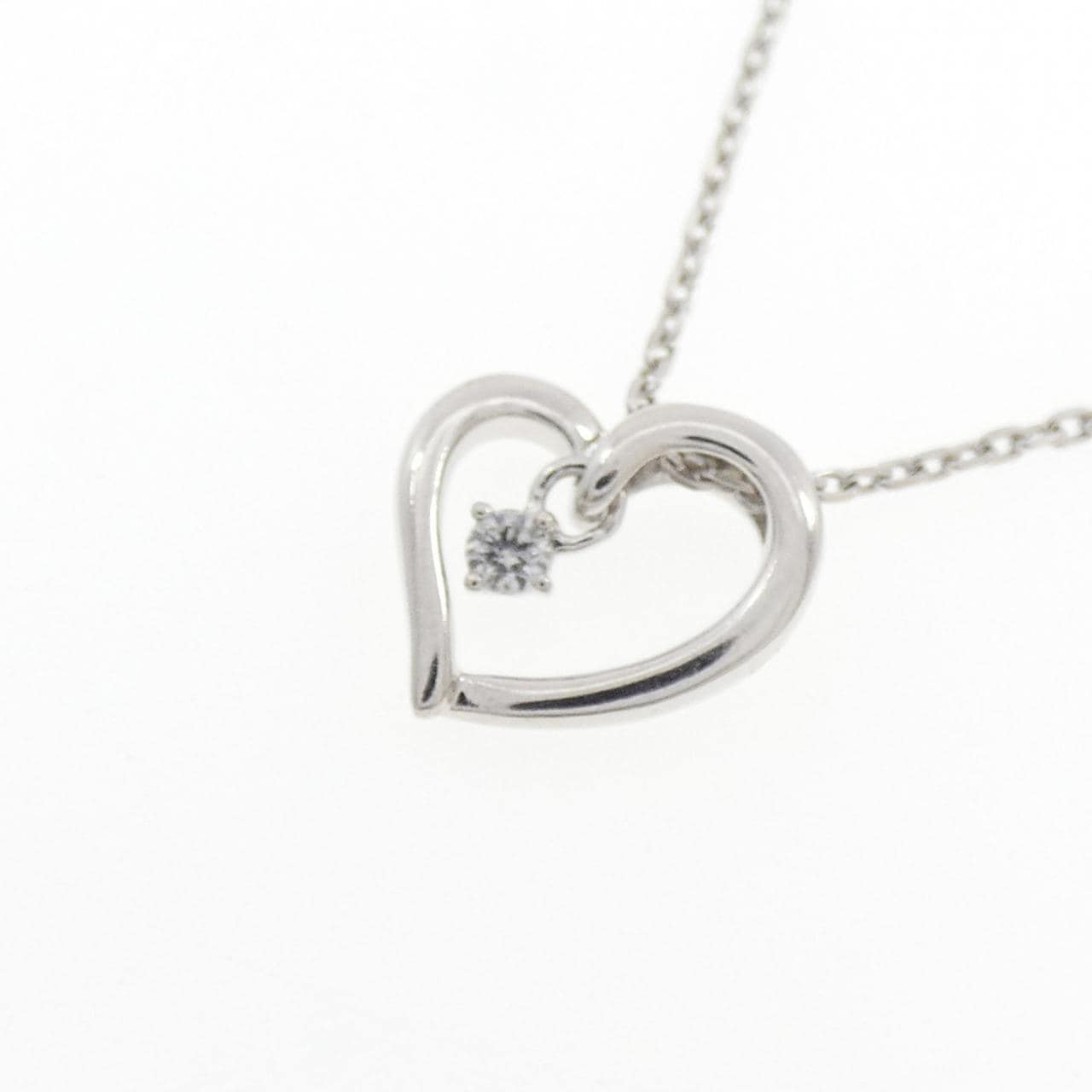 K10WG ハート ダイヤモンド ネックレス