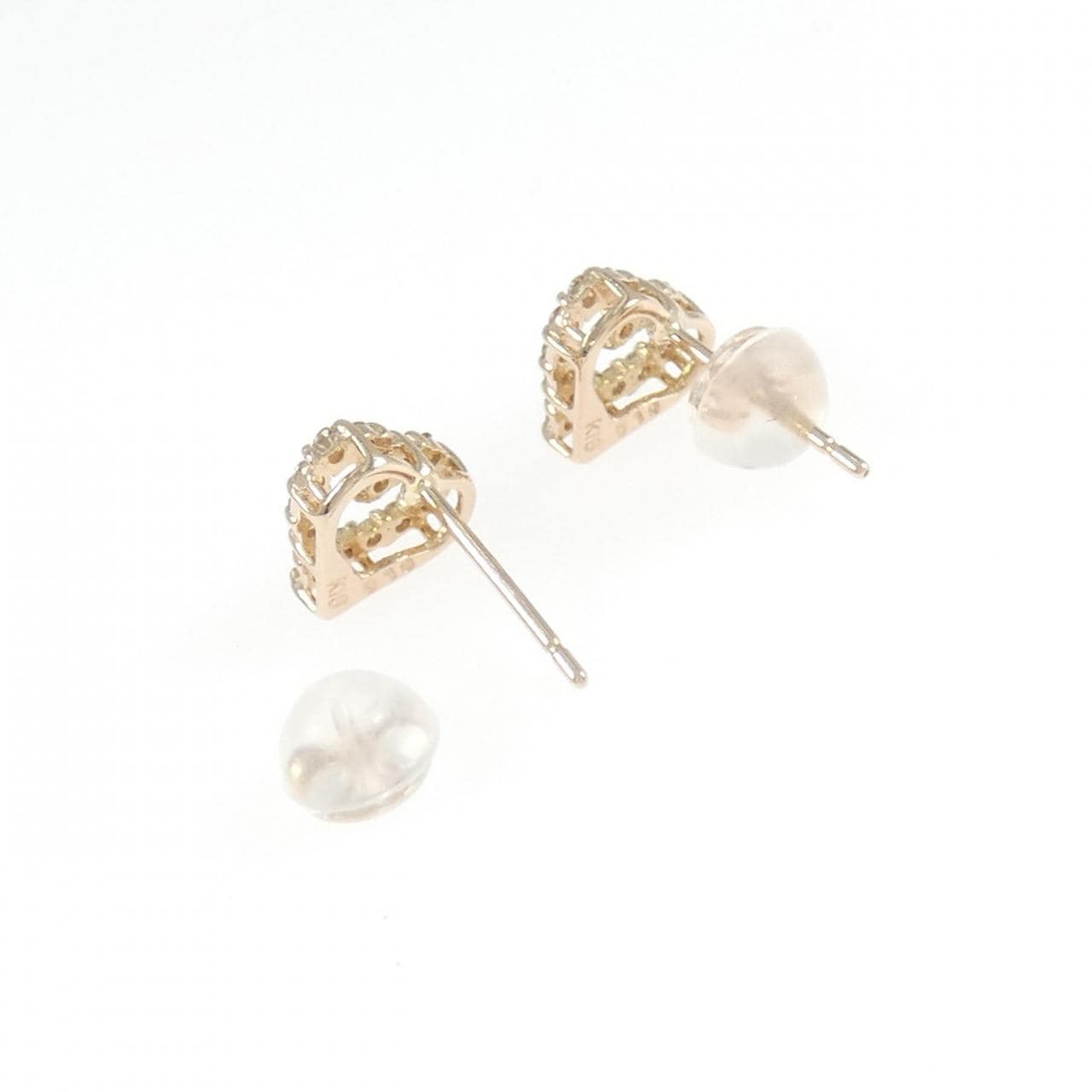 K18PG ハート ダイヤモンド ピアス 0.20CT