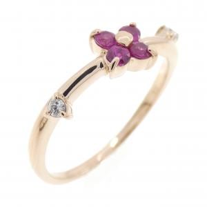 K18PG フラワー ルビー リング 0.17CT