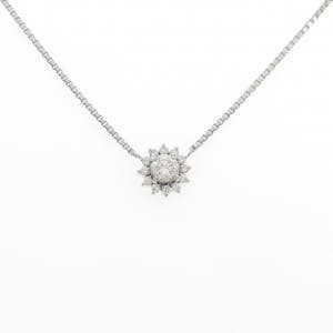 PT900/PT850 フラワー ダイヤモンド ネックレス 0.48CT