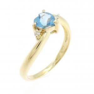 K18YG ハート ブルートパーズ リング