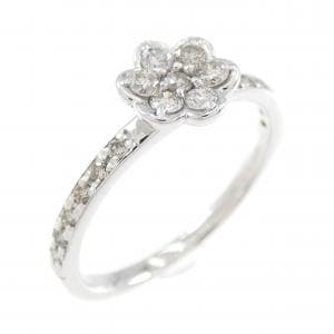 K18WG フラワー ダイヤモンド リング 0.58CT