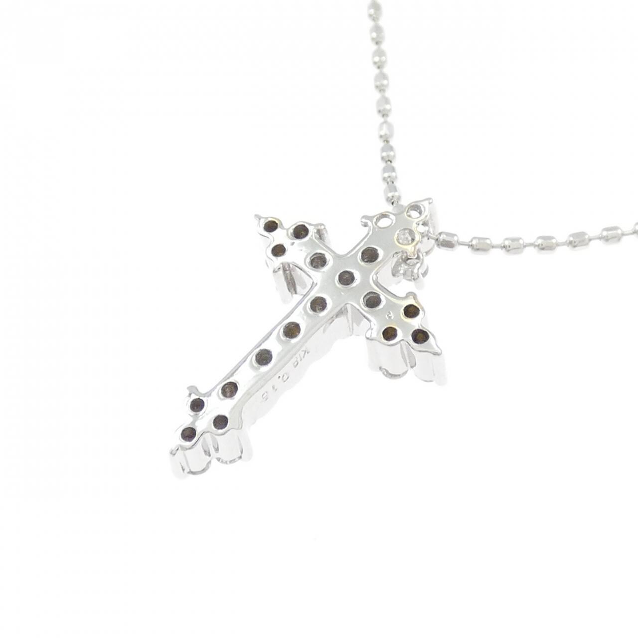 K18WG クロス ダイヤモンド ネックレス 0.16CT