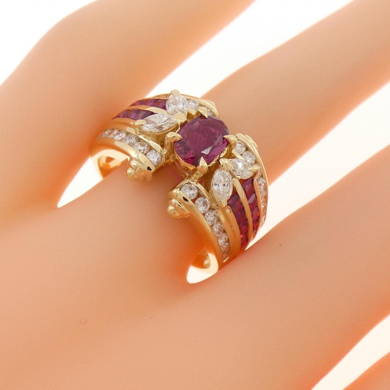 K18YG ルビー リング 1.58CT