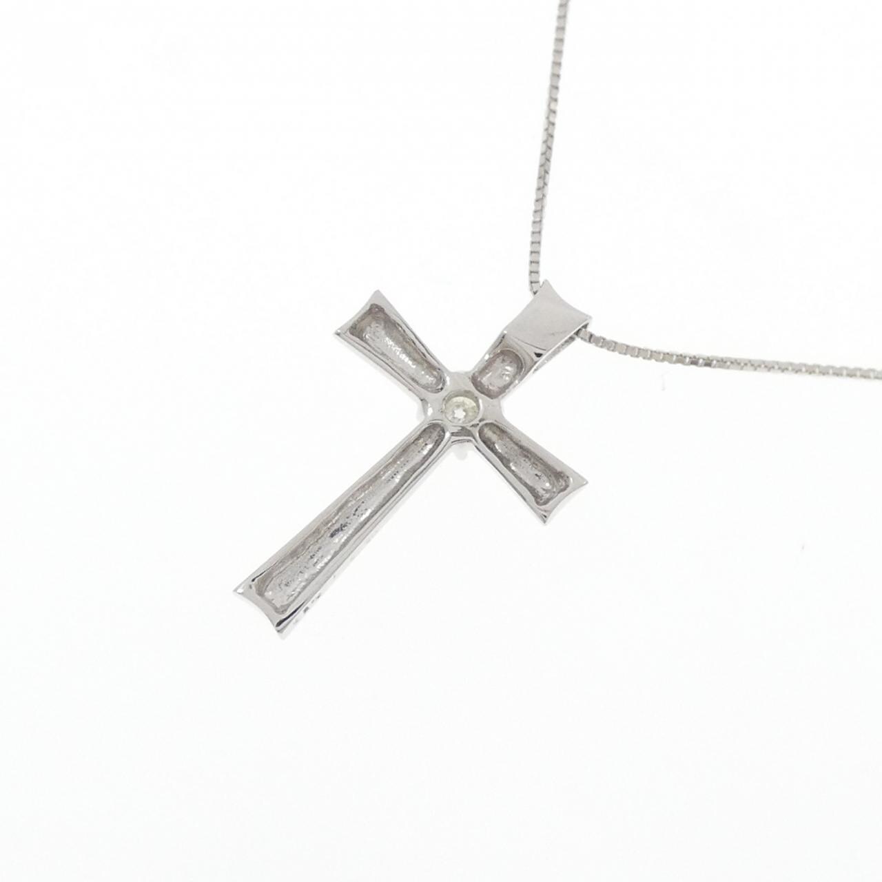 K18WG クロス ダイヤモンド ネックレス 0.10CT