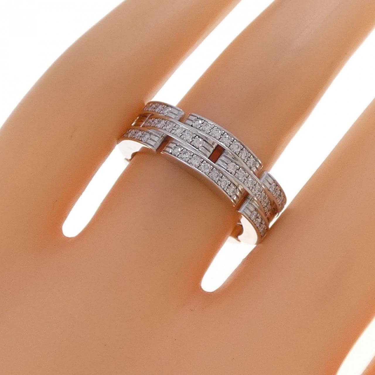 カルティエ マイヨンパンテール3ロウ フルダイヤ リング