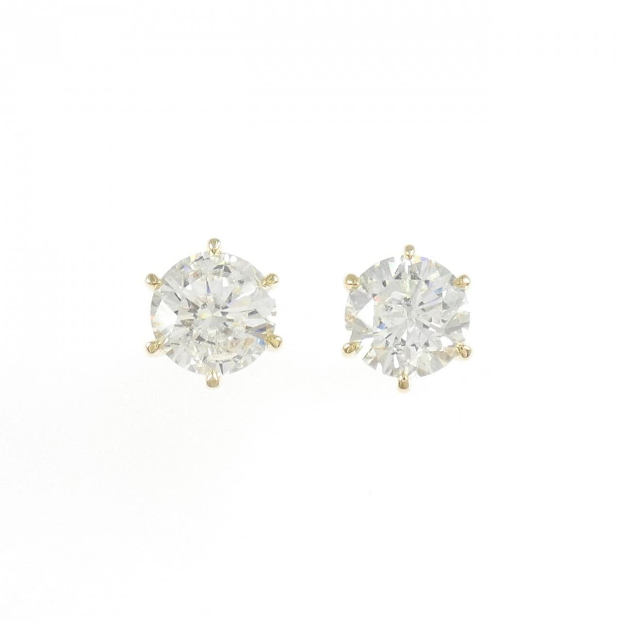 【リメイク】K18YG/ST ダイヤモンド ピアス 1.048CT 1.103CT G I1 VG-GOOD