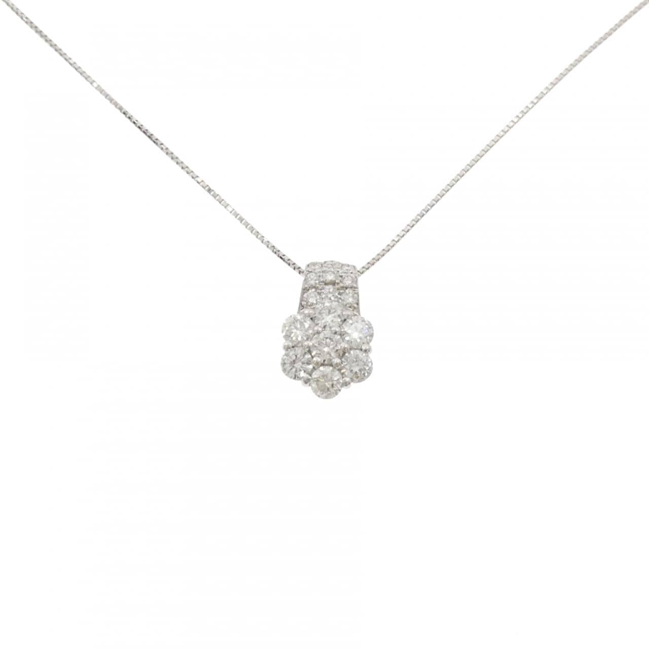 PT900/PT850 フラワー ダイヤモンド ネックレス 1.00CT