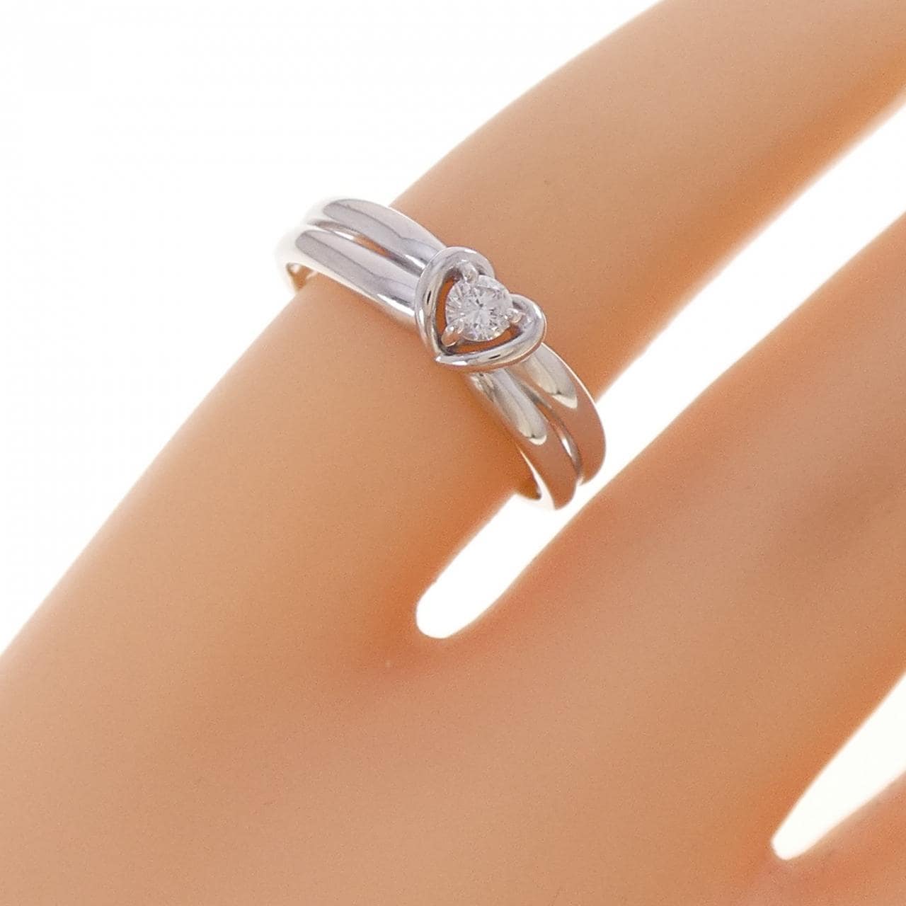 K18WG ハート ダイヤモンド リング 0.07CT