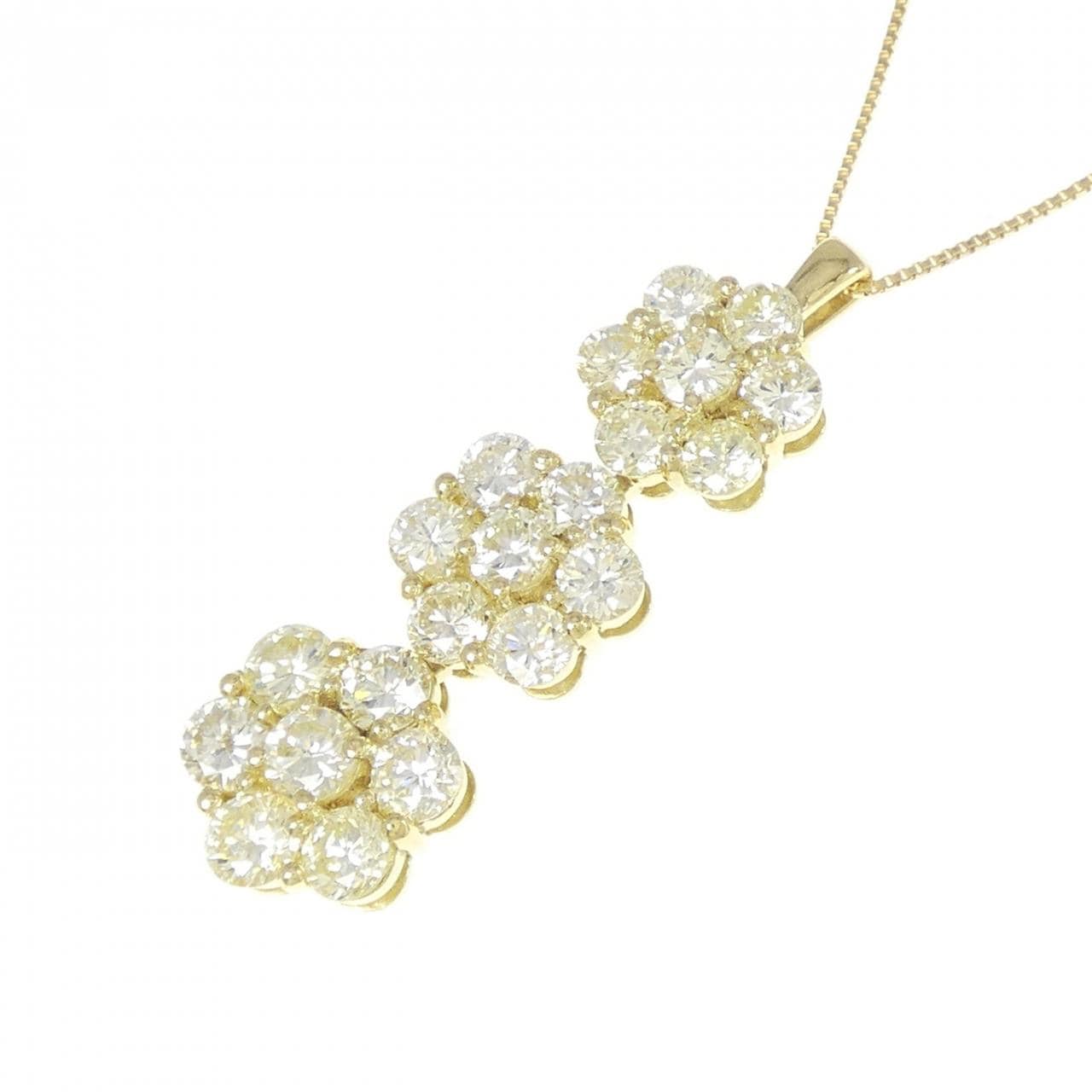 【新品】K18YG フラワー ダイヤモンド ネックレス 3.00CT