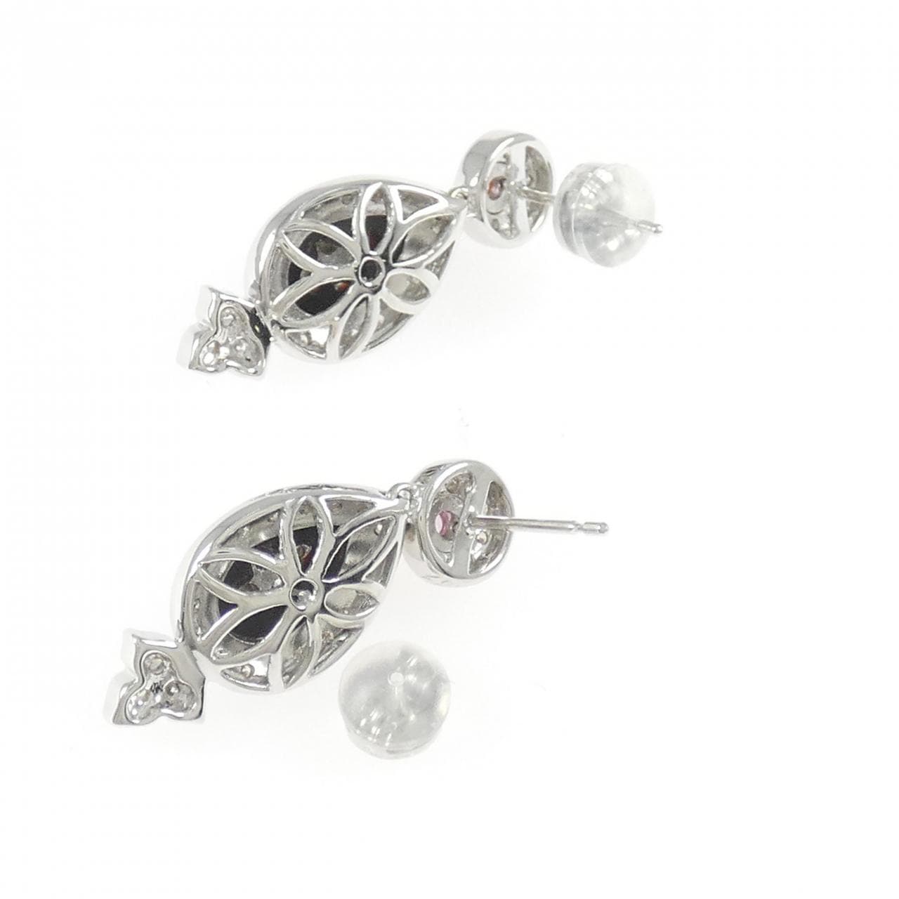 K18WG/K18PG color stone earrings