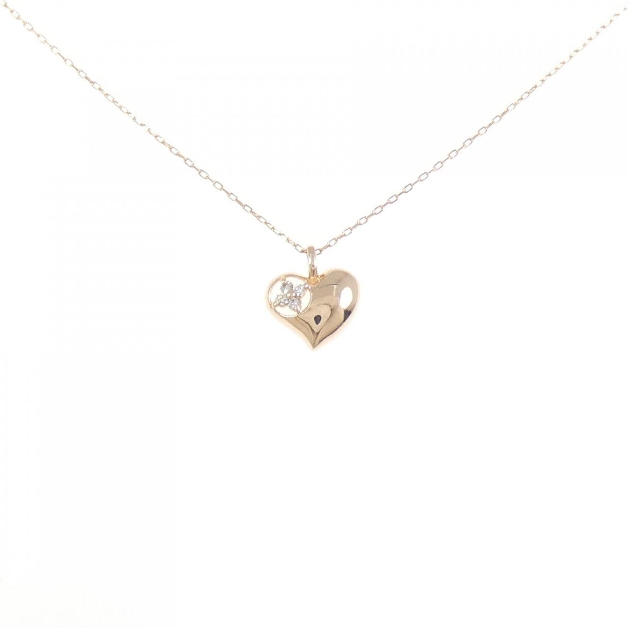 K10PG ハート ダイヤモンド ネックレス