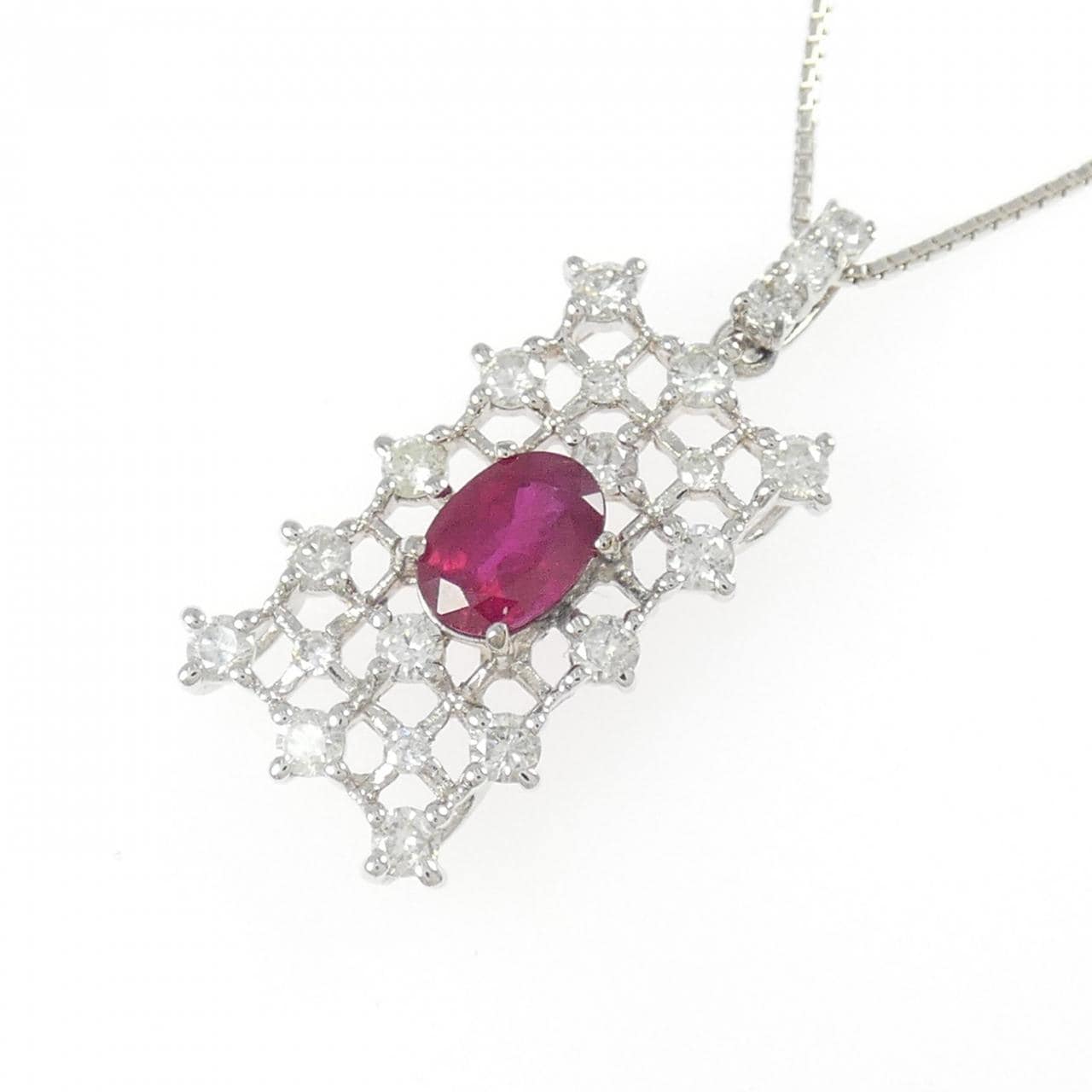 K18WG ルビー ネックレス 1.05CT