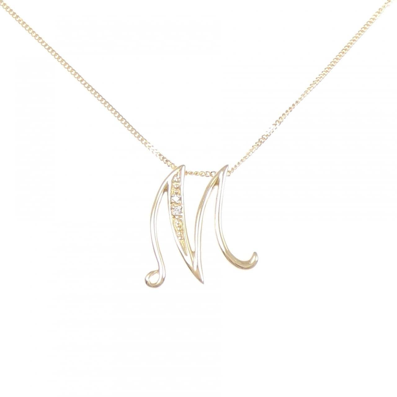 K18YG イニシャルM ダイヤモンド ネックレス 0.01CT