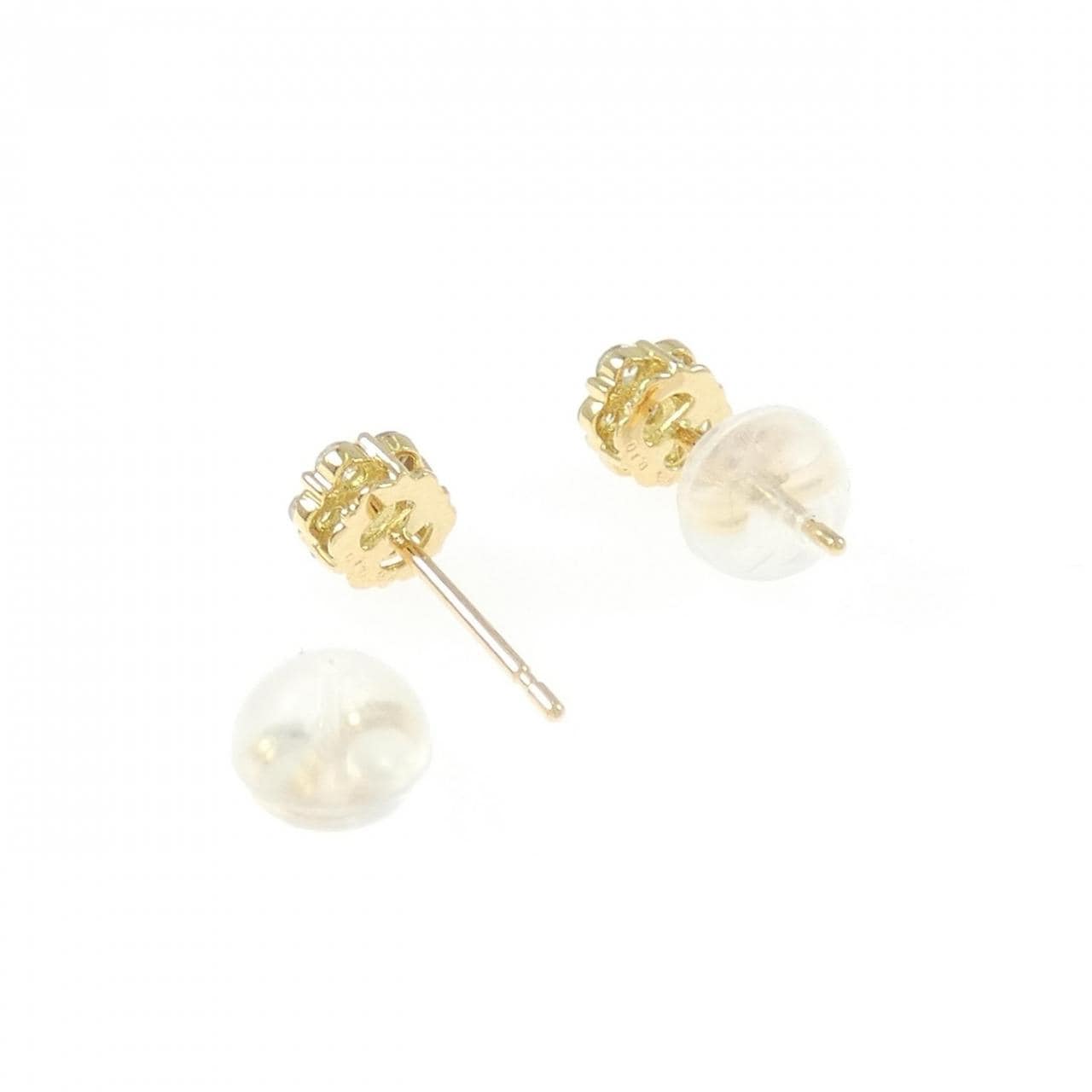 【新品】K18YG フラワー ダイヤモンド ピアス 0.20CT