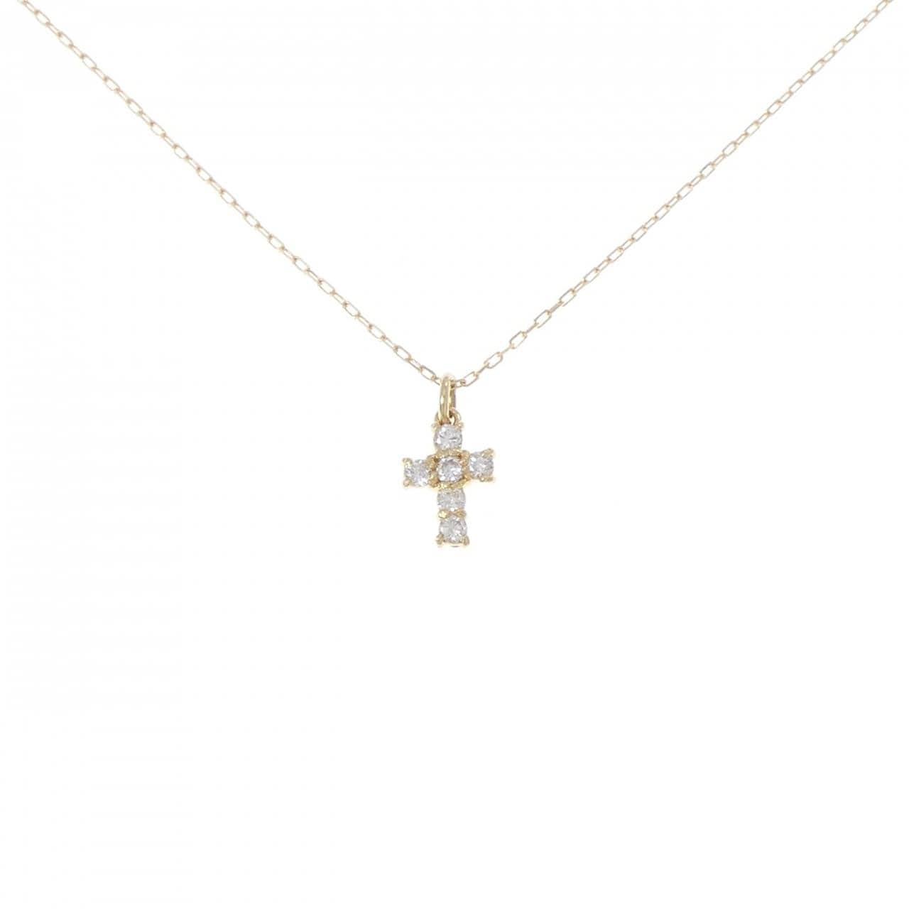 K18YG クロス ダイヤモンド ネックレス 0.15CT