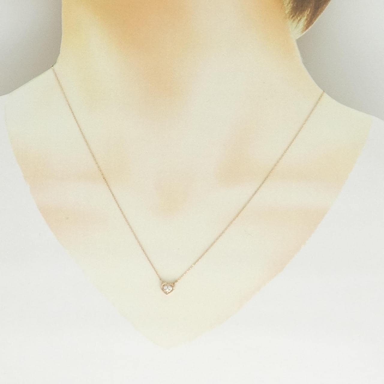 K18PG ハート ダイヤモンド ネックレス 0.035CT
