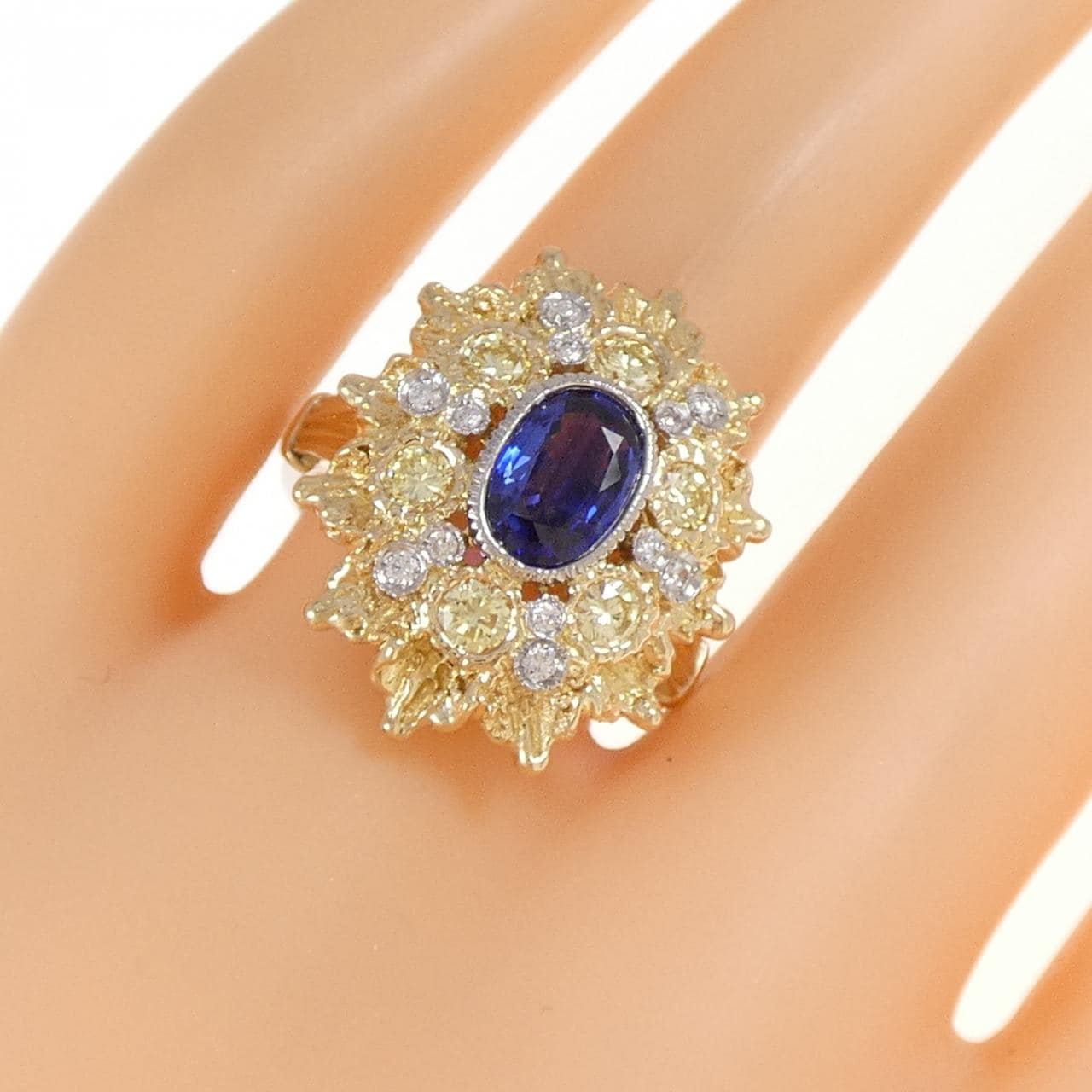 K18YG/PT900 サファイヤ リング 1.03CT