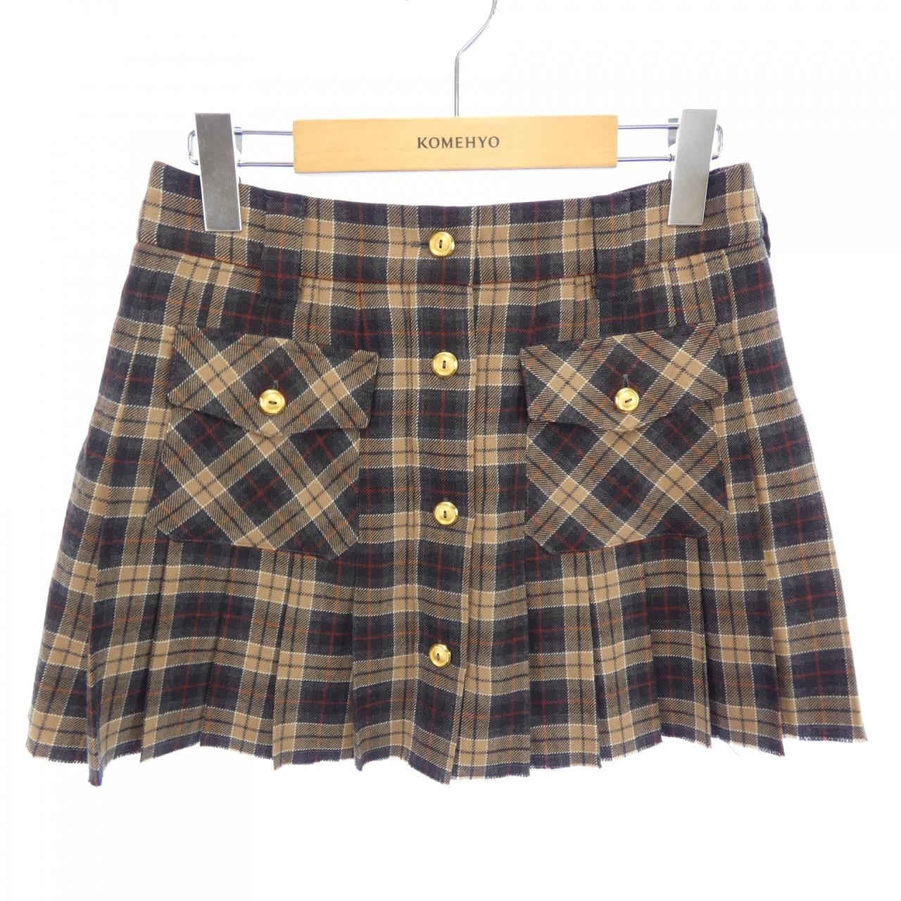 ミュウミュウ MIU MIU プリーツ タータン ミニスカート MIU MIU ロゴ MG2358 SOOO 16DO スカート