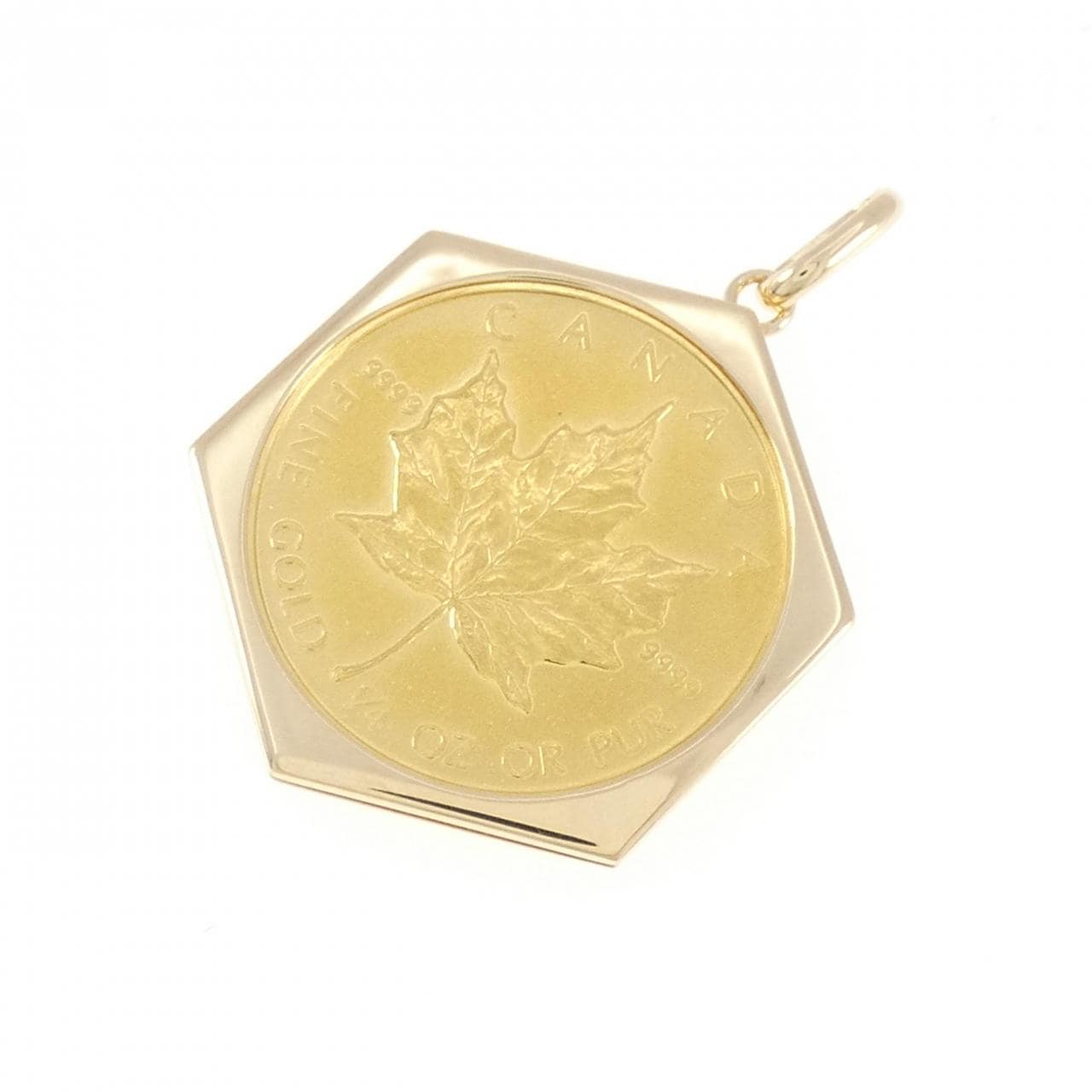 K18YG frame coin pendant