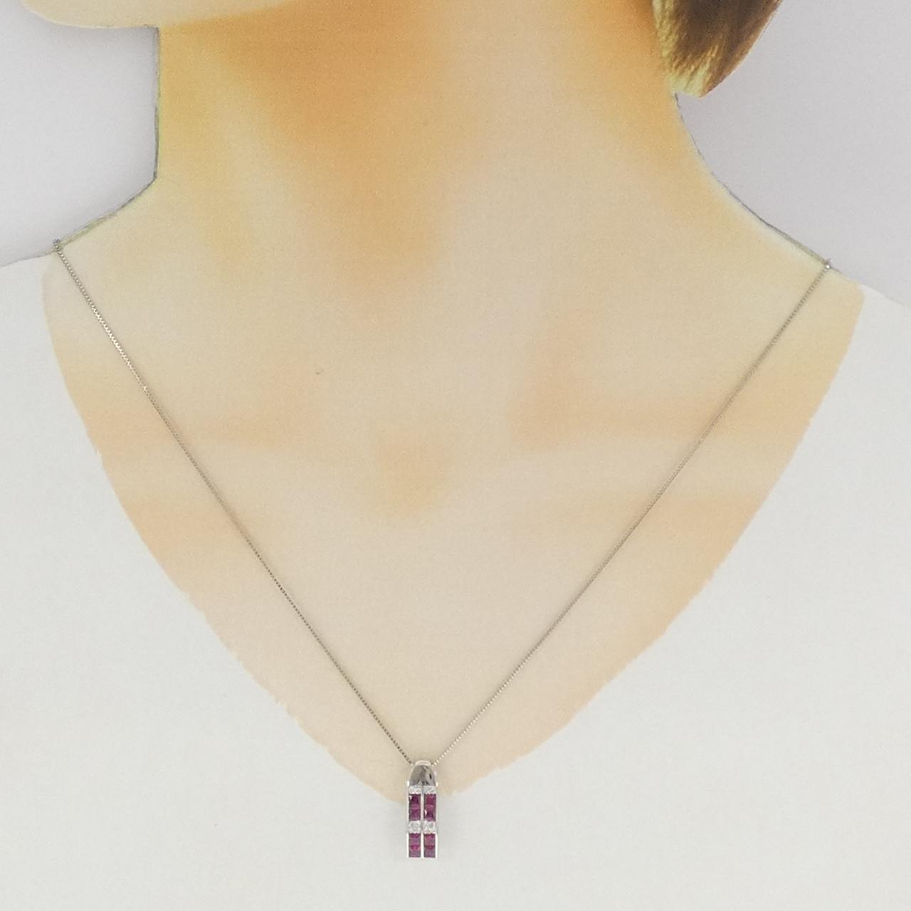 PT900/PT850 ルビー ネックレス 1.00CT