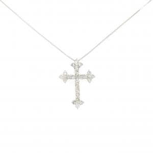 K18WG クロス ダイヤモンド ネックレス 1.00CT