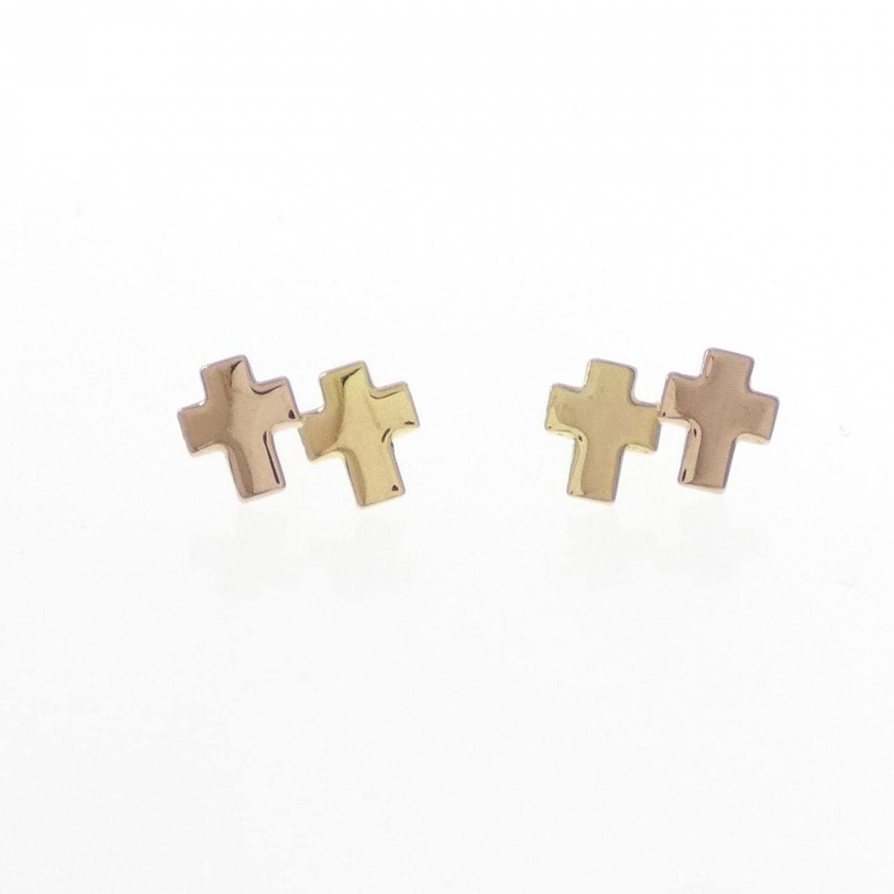 K18YG/K18PG クロス ピアス