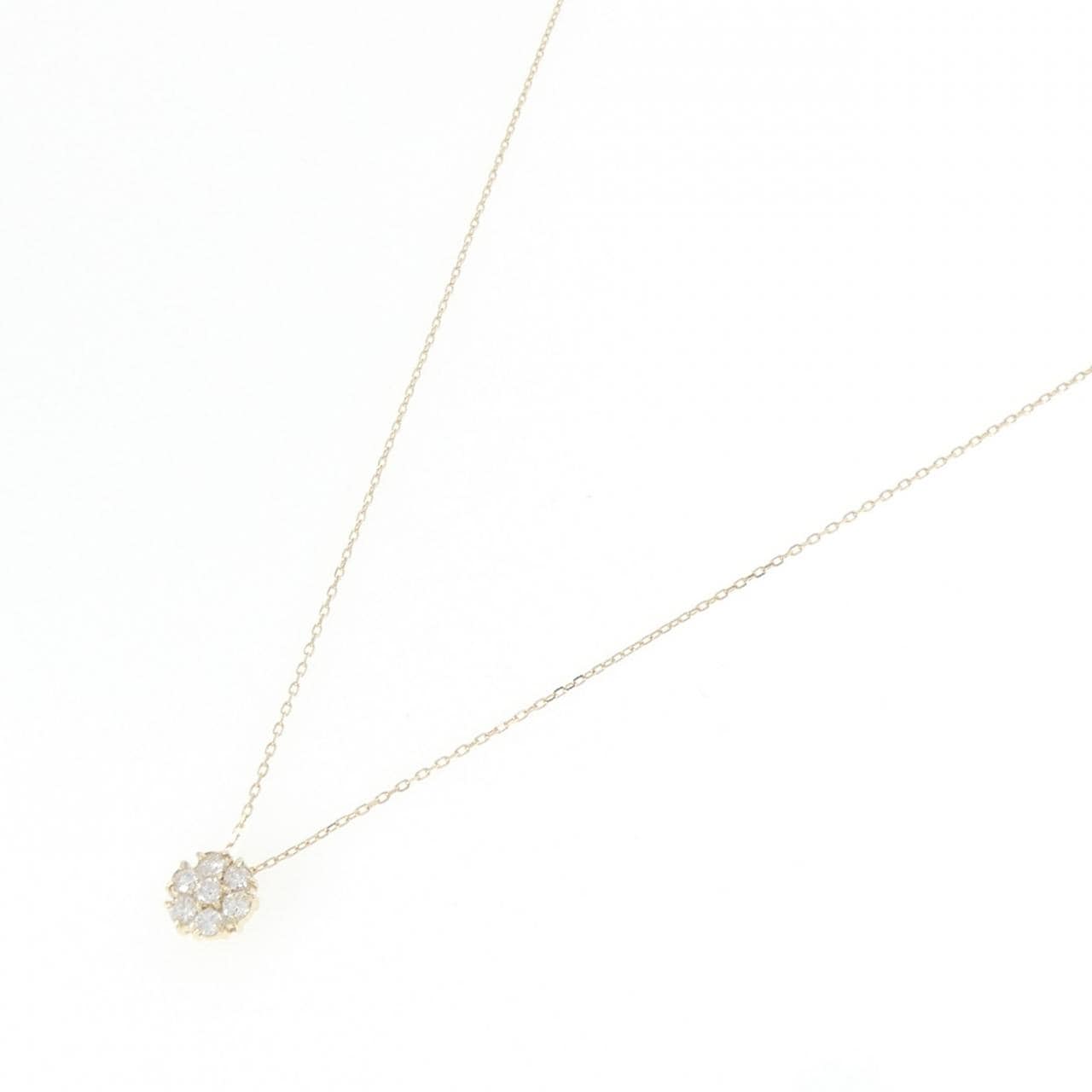 【リメイク】K10YG フラワー ダイヤモンド ネックレス 0.20CT