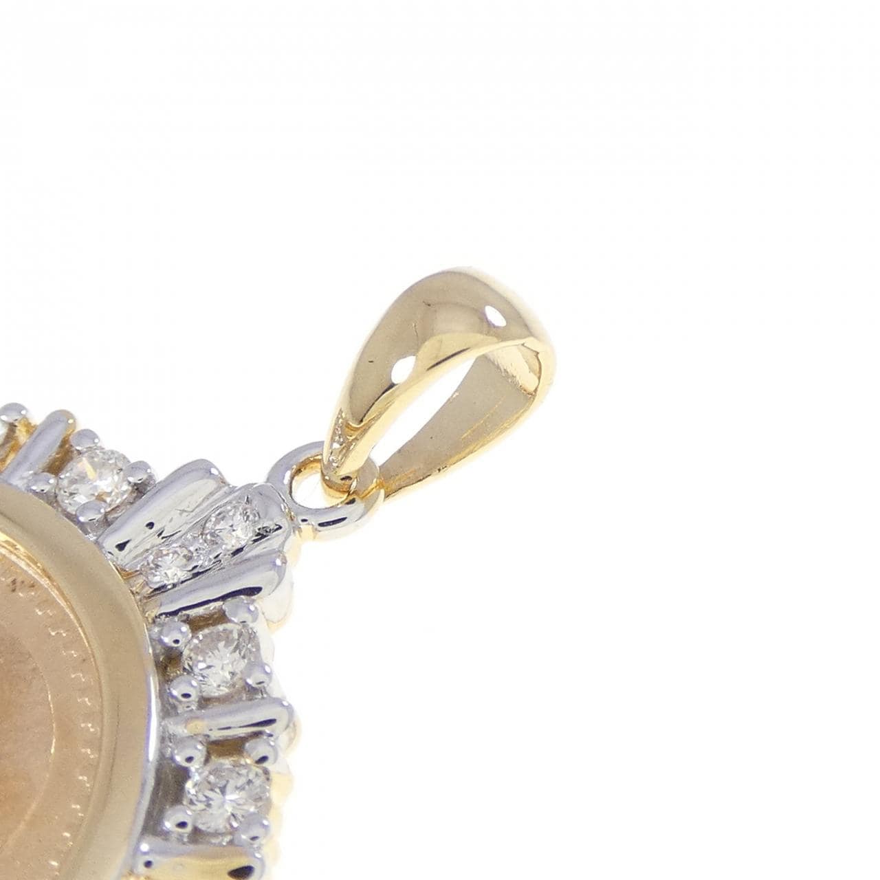 18KTYG/18KTWG(枠) ダイヤモンド コイン ペンダント 0.23CT