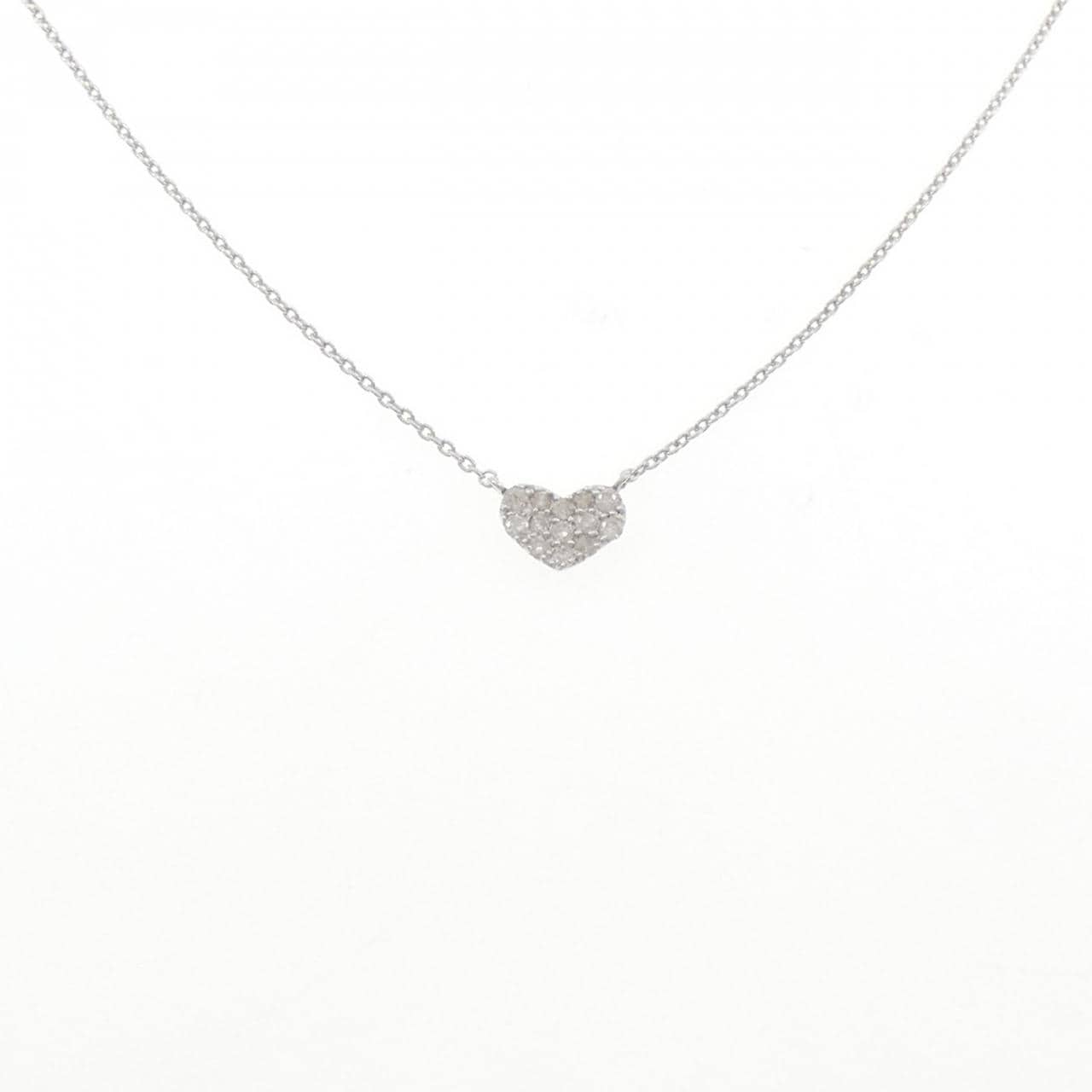 K10WG/K18WG パヴェ ハート ダイヤモンド ネックレス 0.15CT