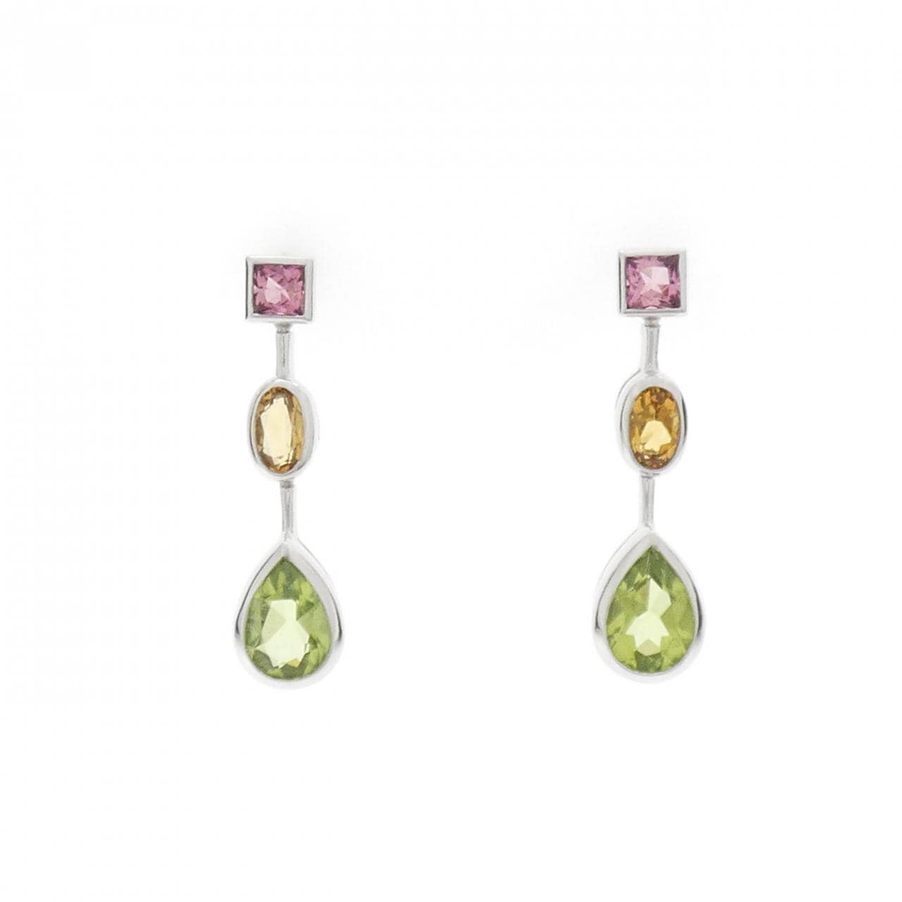 K18WG/K14WG colored stone earrings