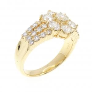 K18YG フラワー ダイヤモンド リング 1.20CT