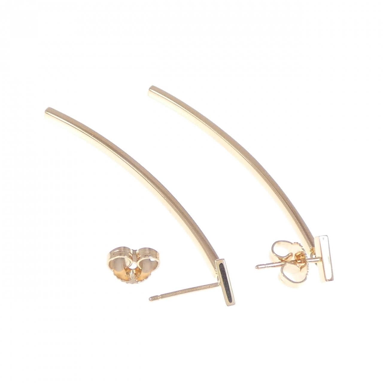 ティファニー T ダイヤモンド バー ピアス 18K ゴールド