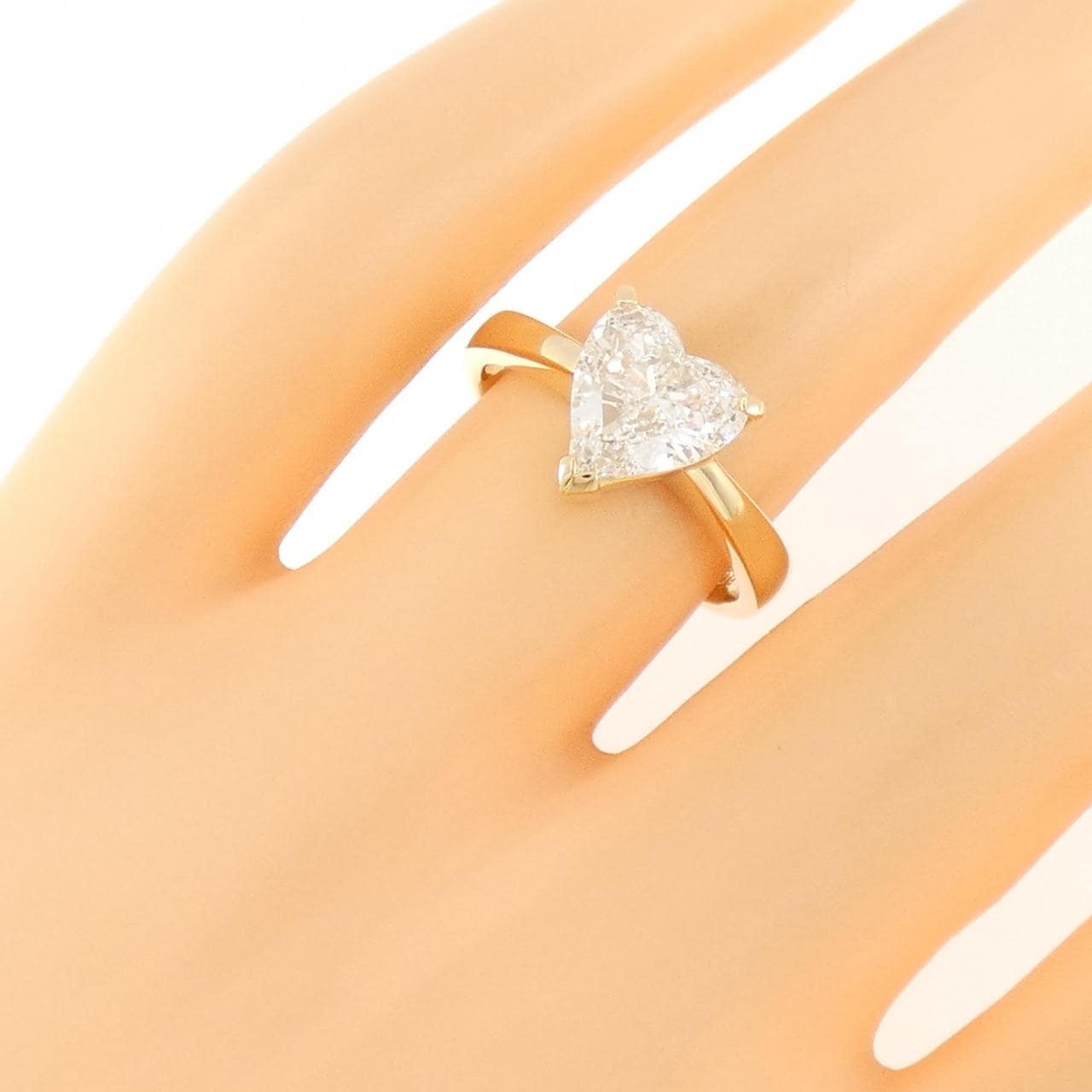 K18YG ダイヤモンド リング 1.600CT E SI1 ハートシェイプ