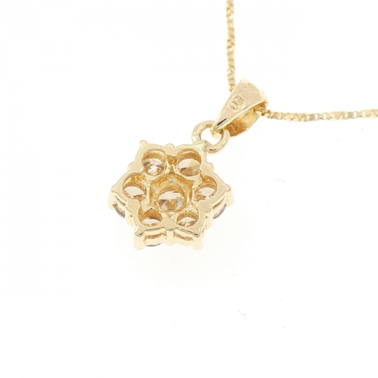 K18YG/750YG フラワー ダイヤモンド ネックレス 0.50CT