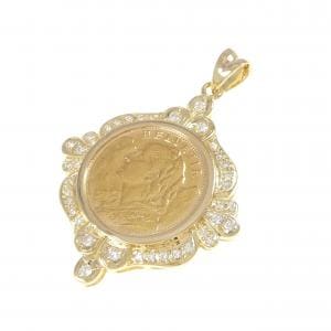 K18YG(枠) ダイヤモンド コイン ペンダント 0.565CT