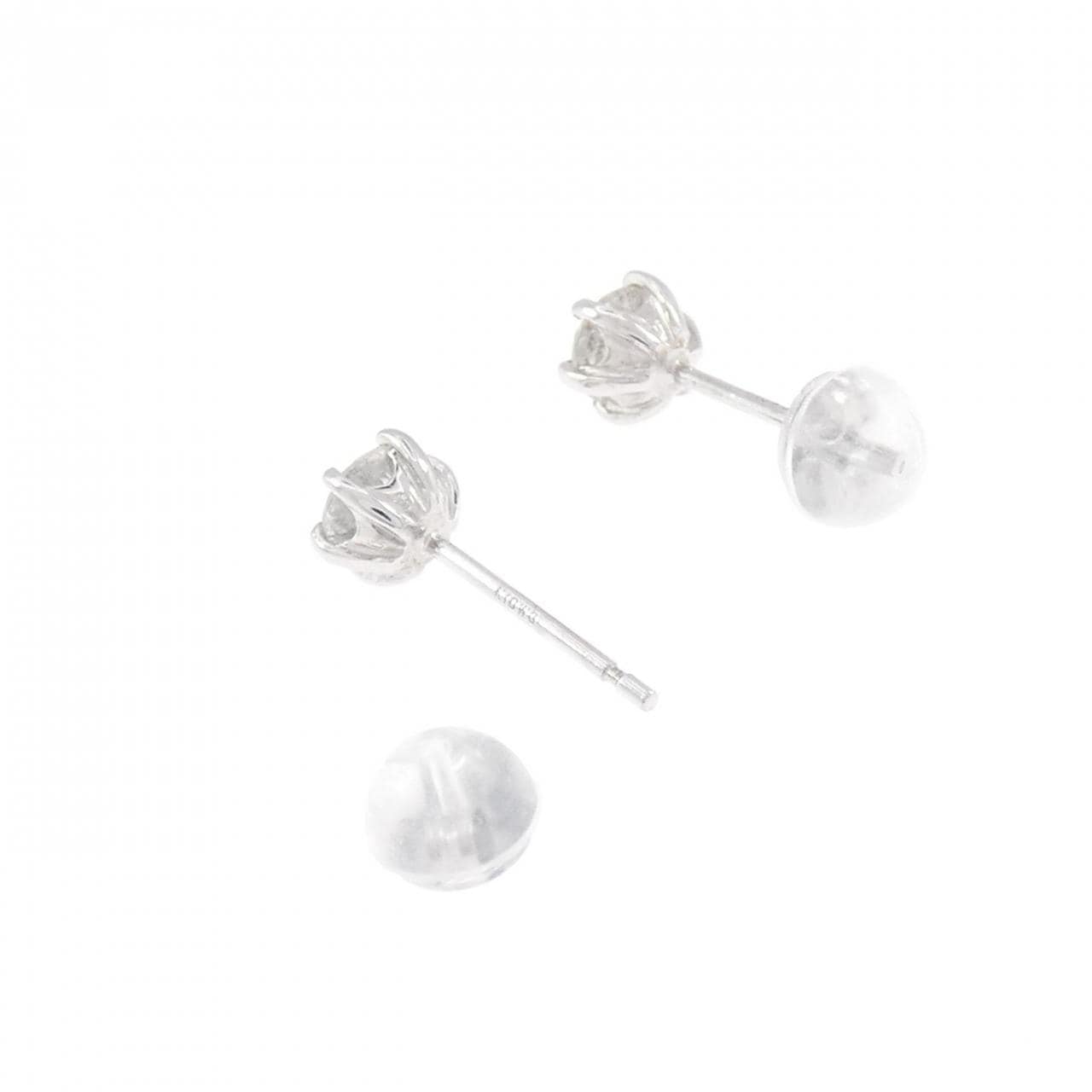 K18WG ソリティア ダイヤモンド ピアス 0.62CT