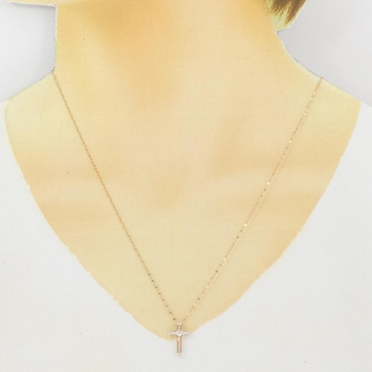 [BRAND NEW] K18PG Cross Diamond Necklace 0.03CT
