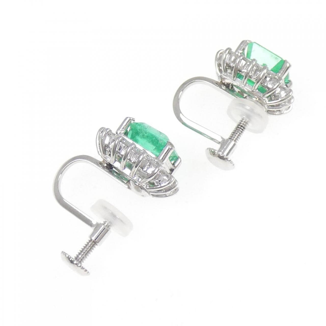 PT900 エメラルド イヤリング 2.22CT