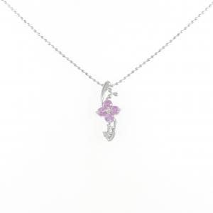 K18WG フラワー サファイヤ ネックレス