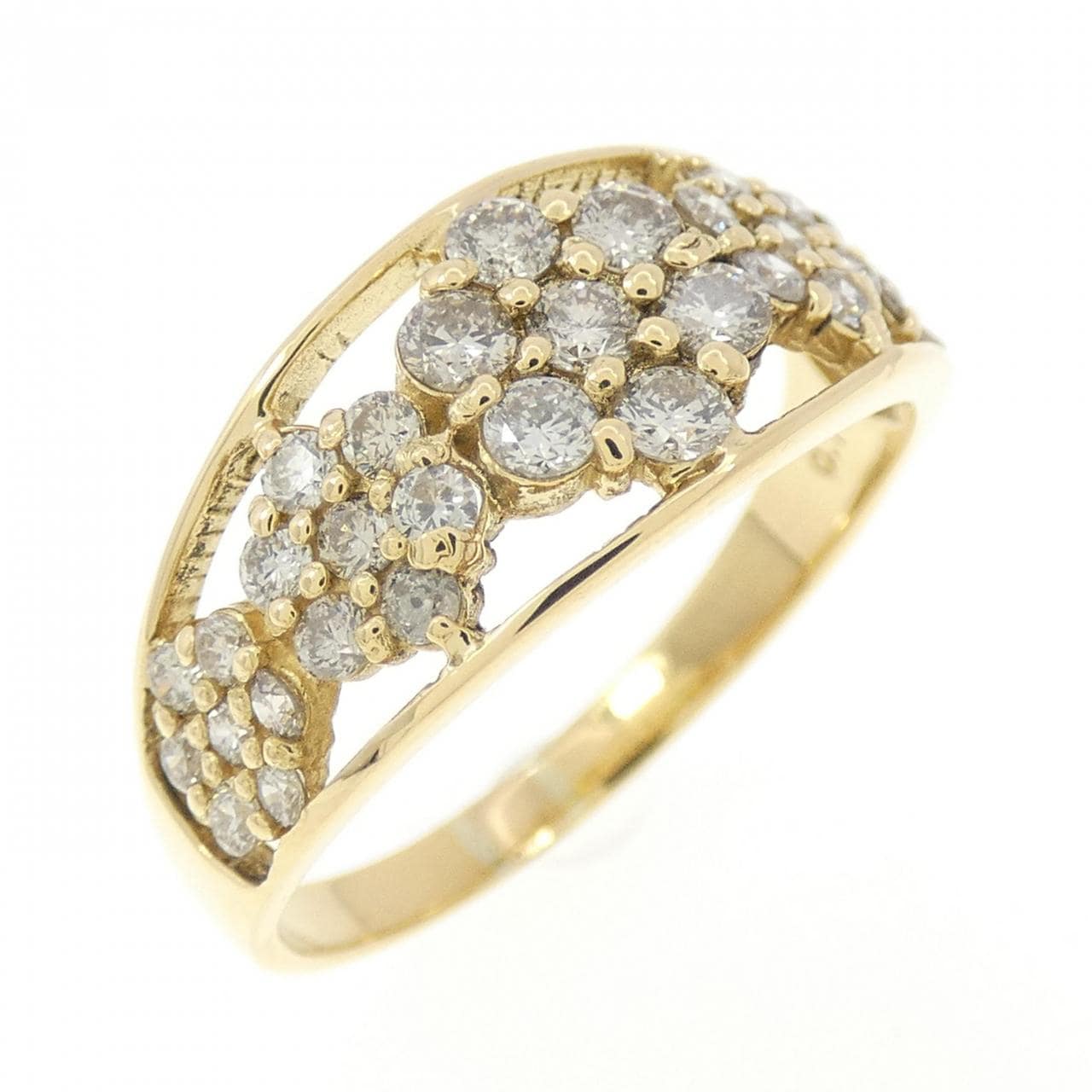 K18YG フラワー ダイヤモンド リング 0.70CT