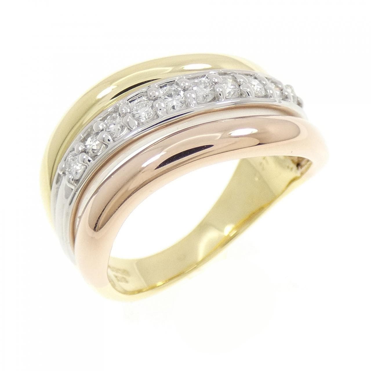 K18YG/PT900/K18PG ダイヤモンド リング 0.27CT
