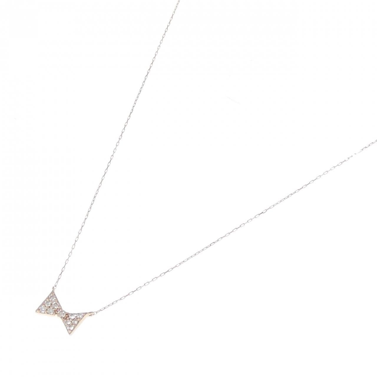 [BRAND NEW] K18PG Diamond necklace 0.10CT