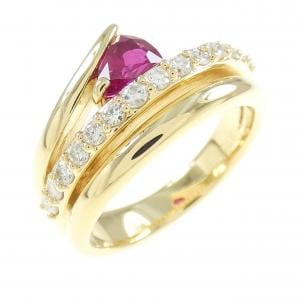 K18YG ルビー リング 0.58CT