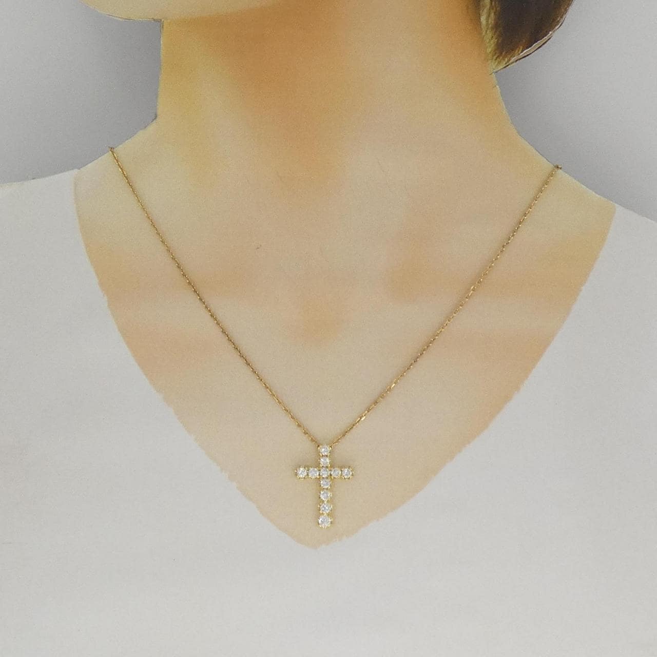 K18YG クロス ダイヤモンド ネックレス 1.05CT