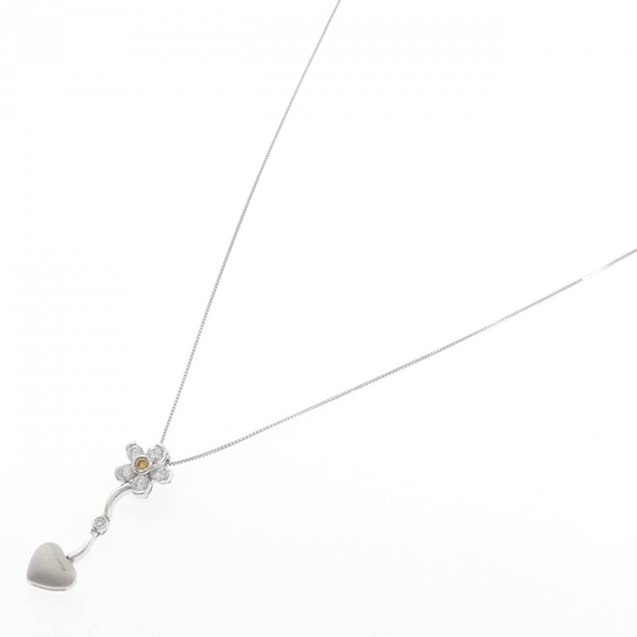カラチ フラワー×ハート ダイヤモンド ネックレス 0.02CT